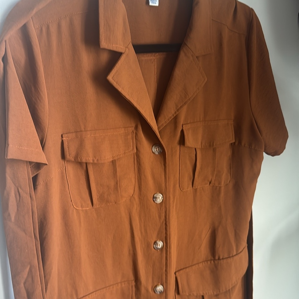 She + Sky Rust Utility Dress - Picture 3 of 4
